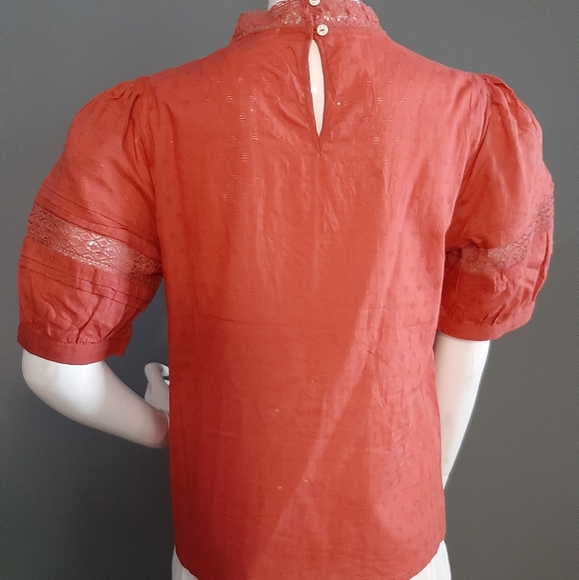Universal Thread Rust Lace Puff Sleeve Blouse - Picture 8 of 16